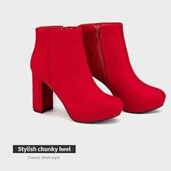 Dream Pairs low ankle boot RED sz 7 NWT - Picture 2 of 6